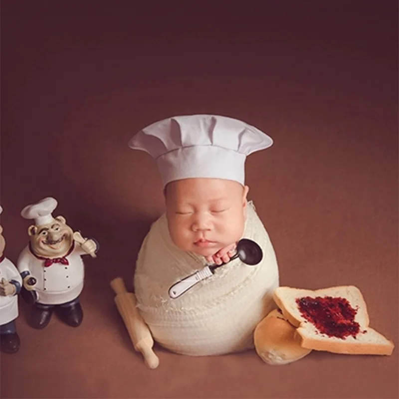 Newborn photography props baby photo shooting new born infant chef hat costume toddler picture girl boy fotografie accessories | Детская