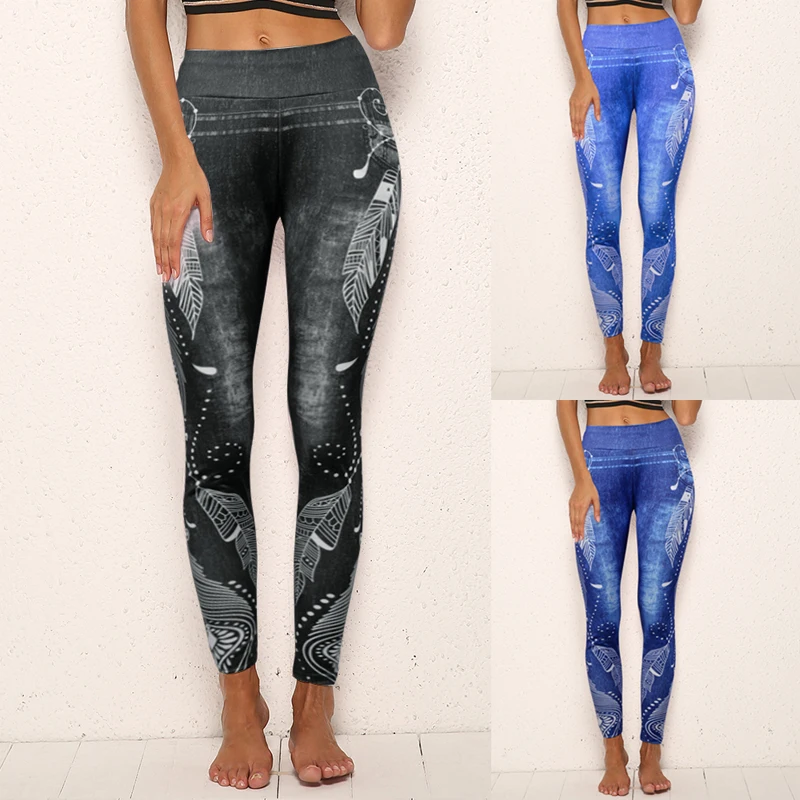 Для Женщин Йога Брюки 3D печати бесшовные Спортивные леггинсы Фитнес Штаны с