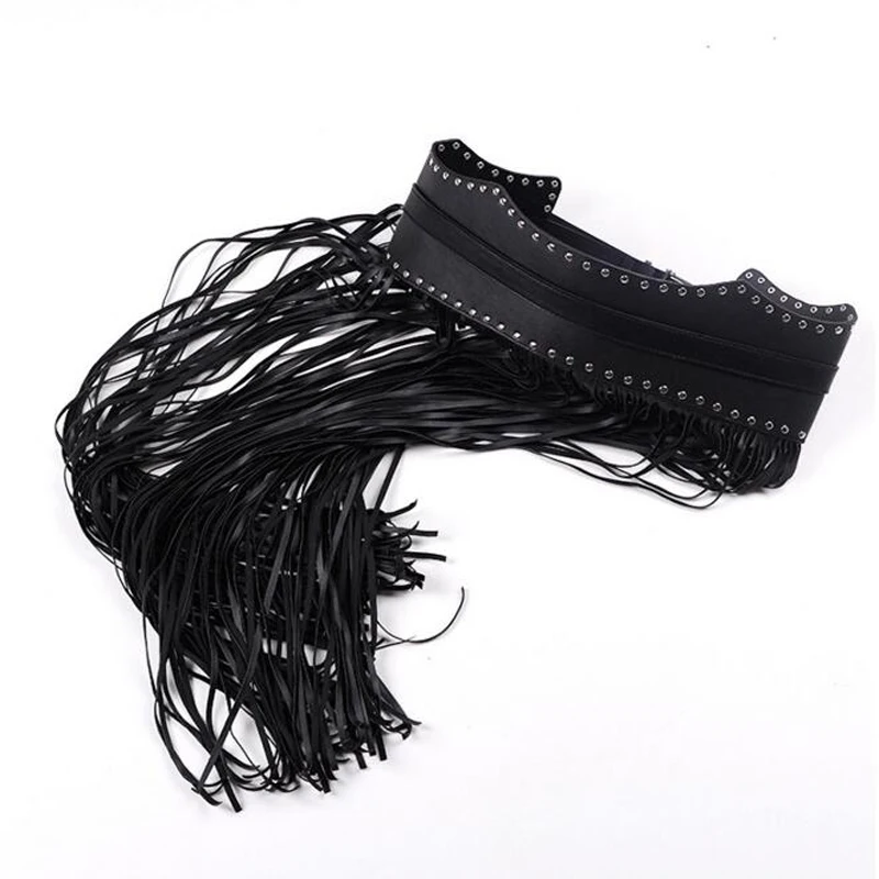 

New fashion PU faux leather body Bondage Cage rivet Straps personality Fetish Cosplay Punk Gothic Tassel Leather Dress Suspender