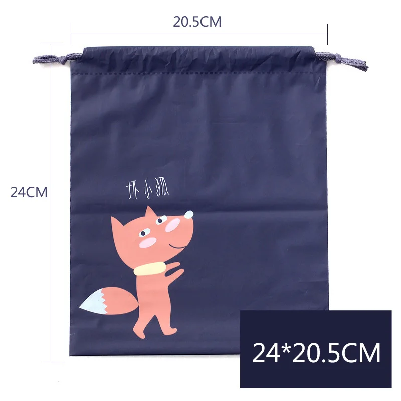 S Little Fox 1pc 1 шт., водонепроницаемые сумки для хранения с принтом мультяшных животных, детская одежда, детские игрушки, органайзер на шнурке, косметички, сумки для конфет - Цвет: S Little Fox 1pc