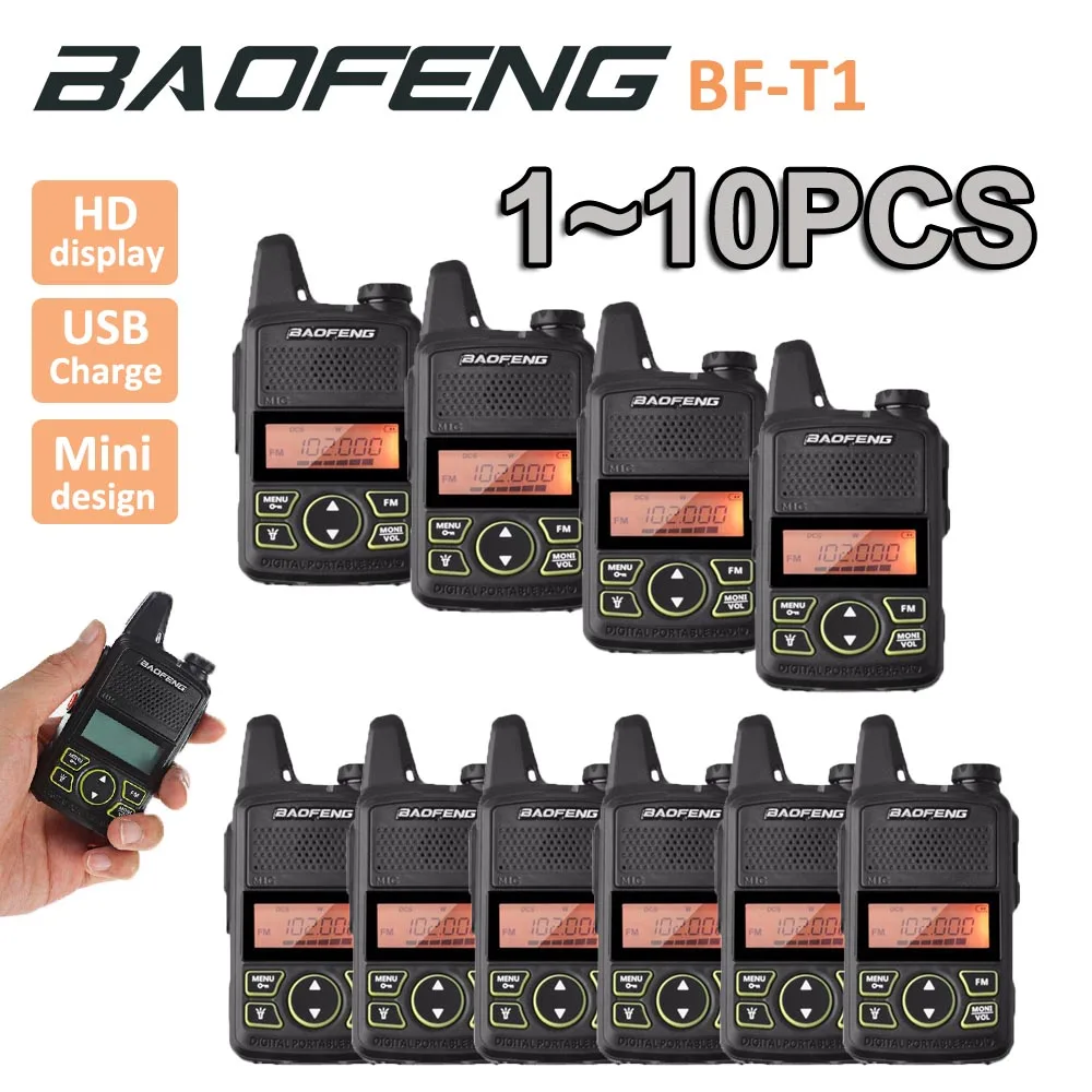 Baofeng T1 UHF 400 420 мГц Мини Walkie Talkie двухстороннее FM радио BF CB 20CH портативный трансивер +