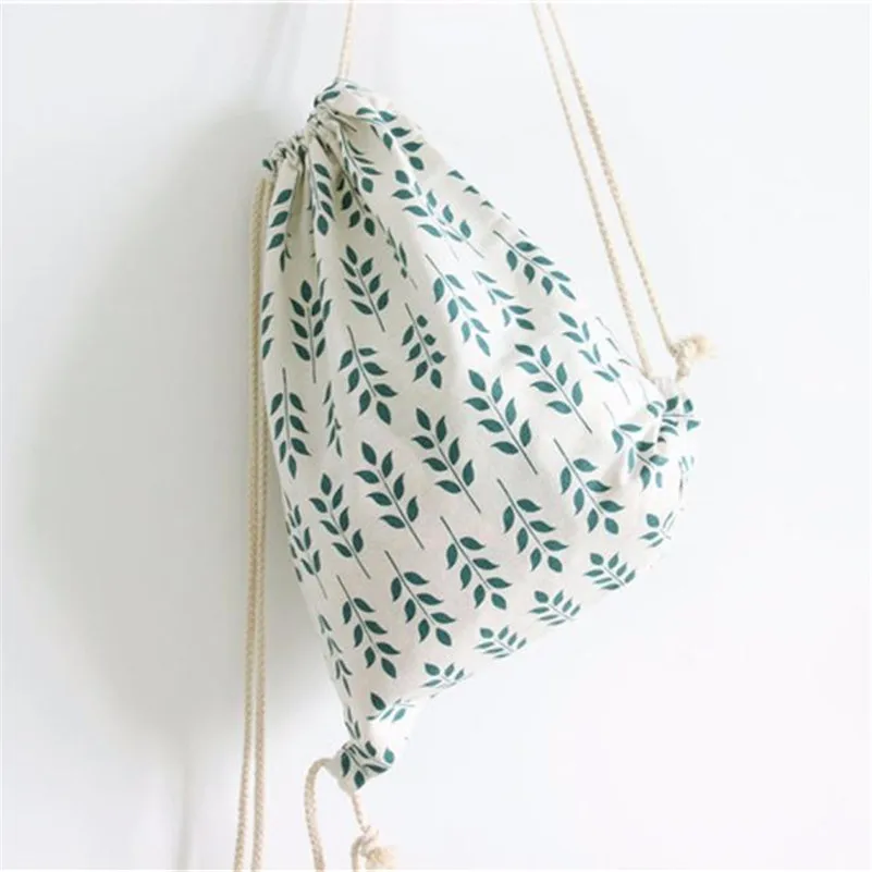 Пшеничное ухо Drawstring хозяйственная сумка женский зеленый холщовый рюкзак для