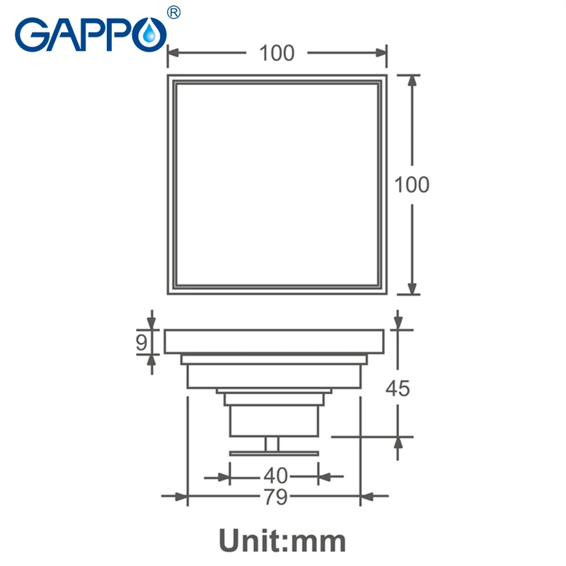 GAPPO сливы квадратный анти-запах Ванная комната напольная Крышка Пробка для ванны