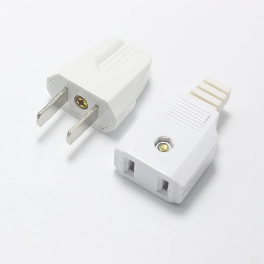 AC Белый 10 А 250 В 2pin 1 шт. штекер+ 1 шт. женский разъем электрическая розетка разъем для расширенного шнура питания разъем