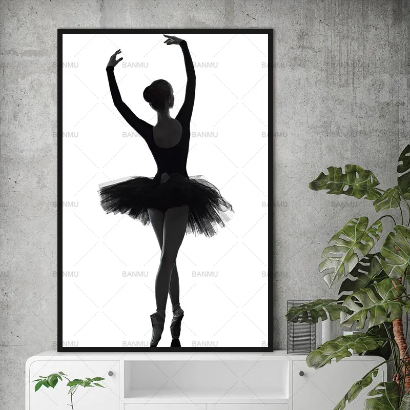 

Canvas Painting Wall Art Picture Black And White Poster Art Decoration Picture Ballet Dancer Modern For Living Room no Frame