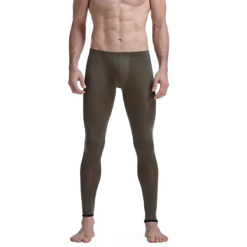 Леггинсы мужские эластичные шелковые штаны со средней талией и U-образным