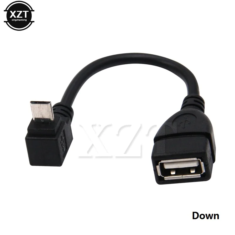 Высококачественный переходник с Micro USB 2 0 штекер на гнездо 90 градусов вверх/вниз