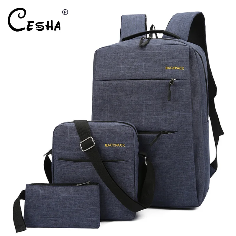 CESHA 3 шт./лот, школьный рюкзак, высокое качество, холщовая школьная сумка, модный школьный рюкзак для мальчиков и девочек с сумкой через плечо+ маленькая сумка