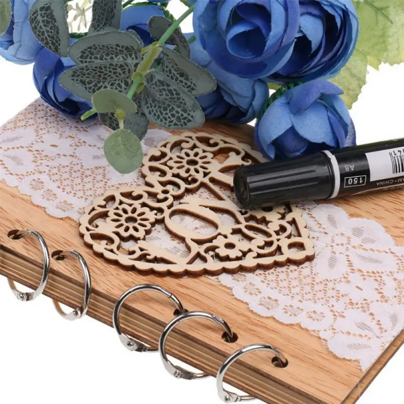 Счастливый Свадебный Деревянный блокнот для пары Lasercut Журнал свадебное