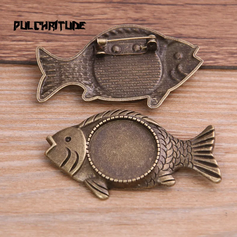 2pcs 20mm Inner Size Two Color Fish Animal Toothed Brooch Cabochon Base Setting Charms Pendant | Украшения и аксессуары