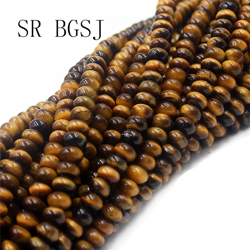 Free Shipping 4x6mm Rondelle Yellow Tiger Eye Natural Gems Stone Spacer Beads Strad 15&quot|Бусины| |