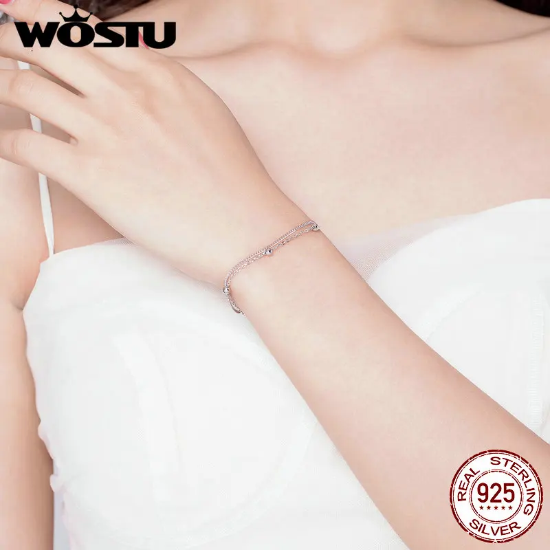 Параллельные цепи WOSTU нового дизайна с серебряными бусинами браслеты женская
