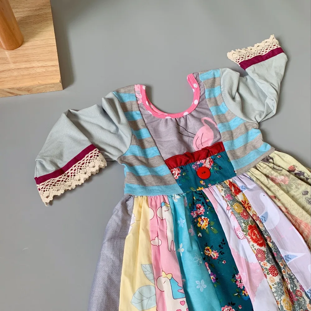 Pocket Splice Cloth Alphabet Print Baby Girl Dress For Children Present | Детская одежда и обувь