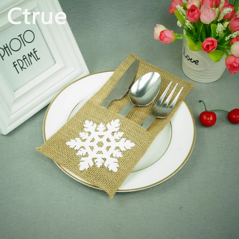 Мешковина Рождественский держатель для столовых приборов винтажный потертый