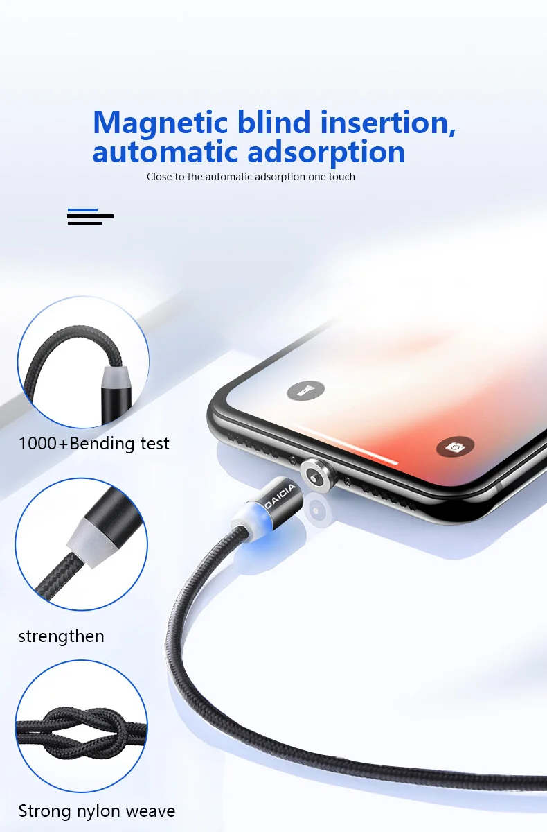 Магнитный кабель Micro USB для iPhone samsung oneplus 6t type-c, быстрая зарядка, магнитное зарядное устройство, usb type C, кабели для мобильных телефонов