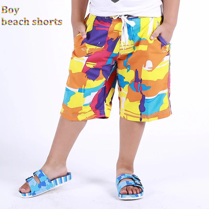 

New Boys Beach Shorts Surf Short Kids Swim Trunks Child Swimwear Camo Pattern Kids Sports Wear 6-15Y Board Shorts 1401