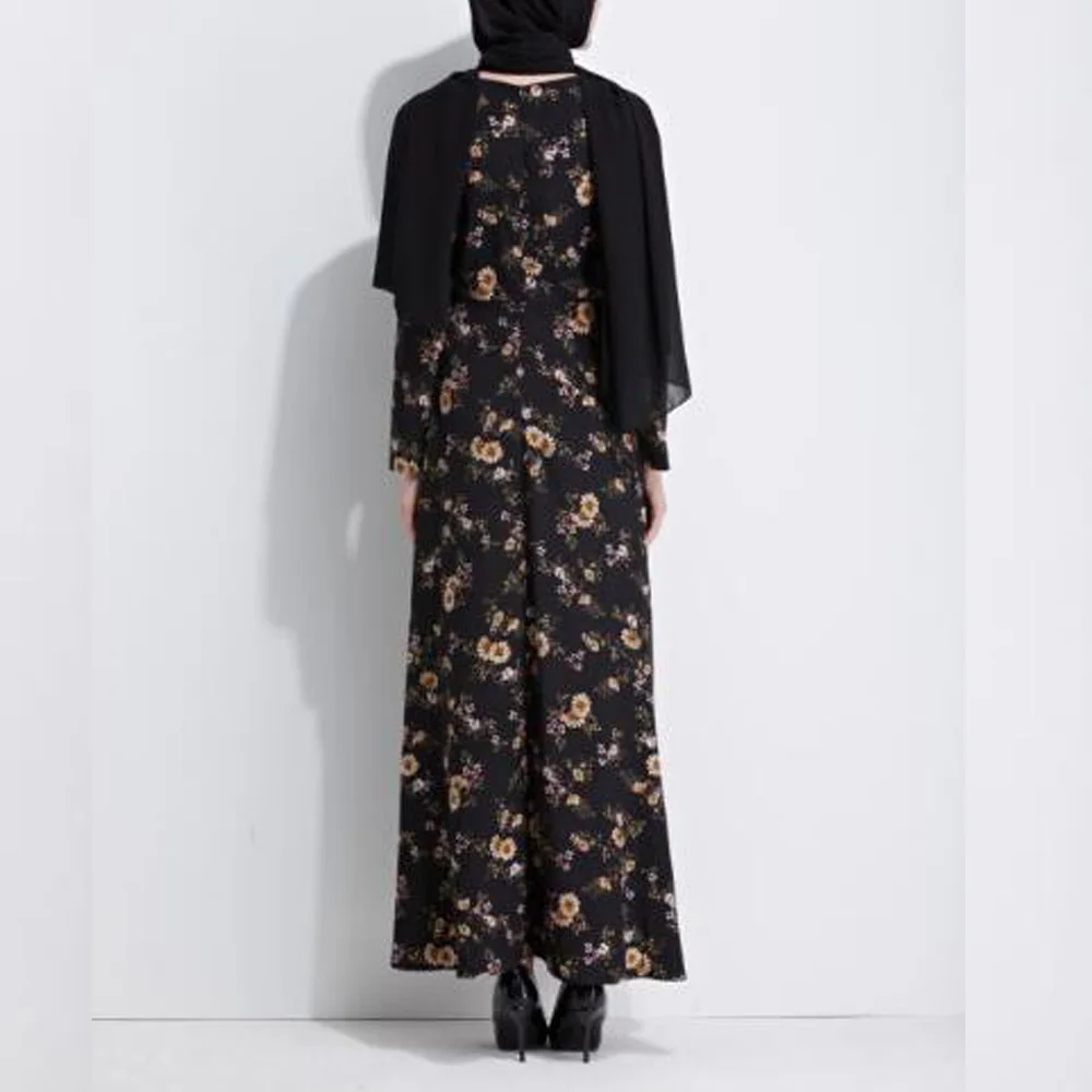 2019 abaya Платье женское мусульманское платье с цветочным принтом кафтан Турция