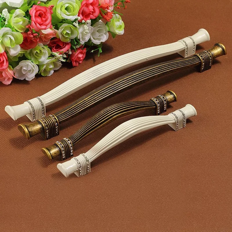 

Extended ivory white furniture handle European diamond wardrobe pulls high grade drawer closet knob pastoral cabinet knobs 160mm