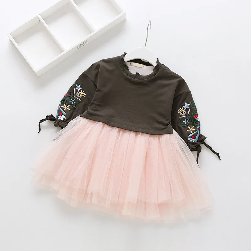 Everweekend дети девочки сладкий вышивка цветы лоскутное платье принцессы из тюля