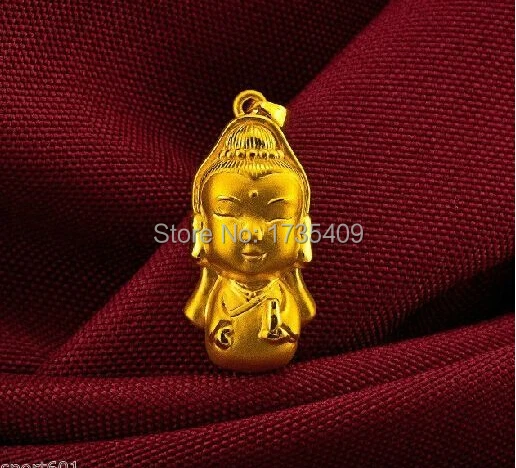 

999 Чистое 24K желтое золото/3D Blessing Kwan-yin Кулон/3,2g