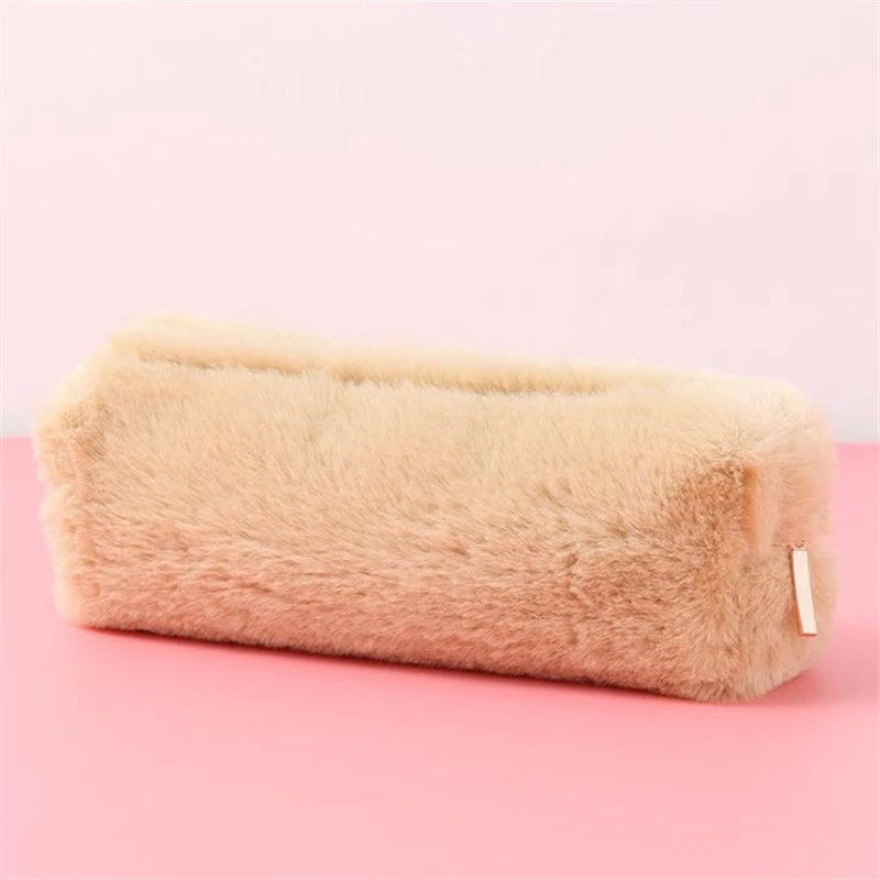 Khaki Однотонный плюшевый чехол для карандашей Kawaii чехол для карандашей s сумка для канцелярских принадлежностей Чехол для карандашей школьный чехол для карандашей для девочек школьные принадлежности Инструменты - Цвет: Khaki