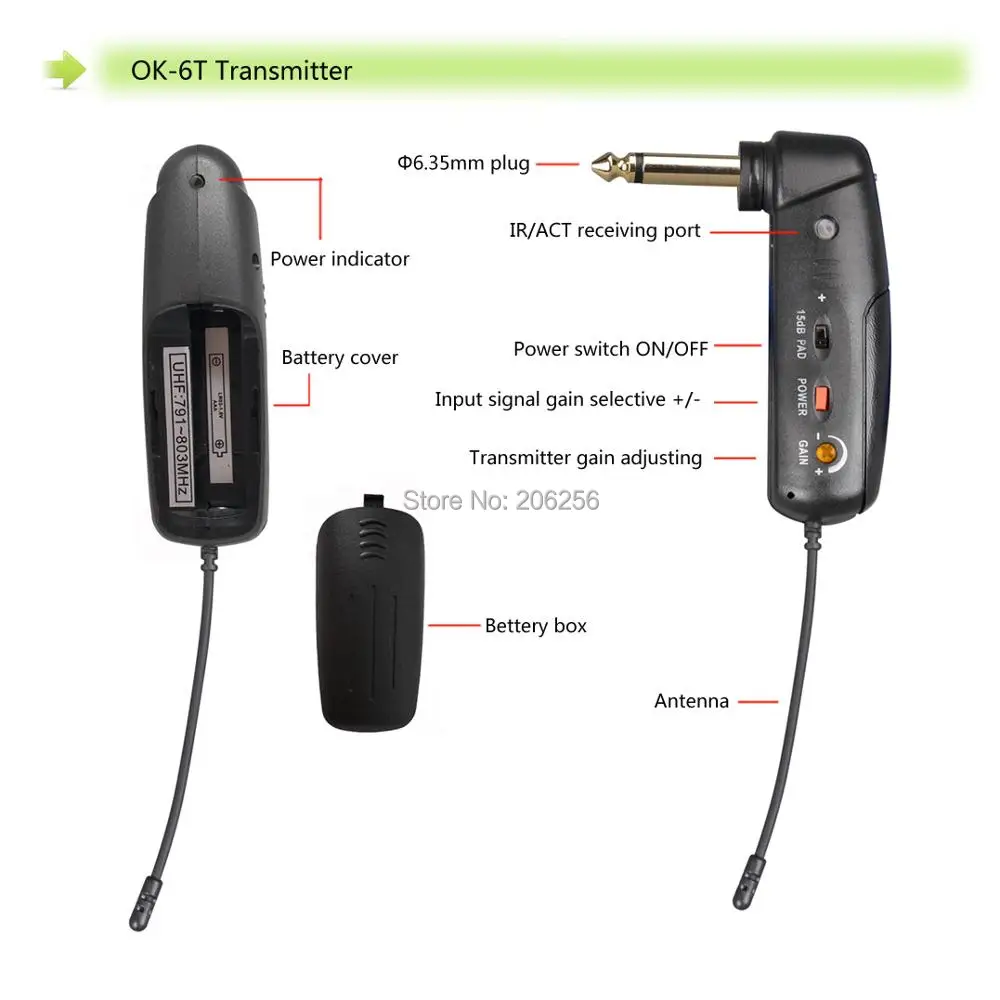 OKMIC OK-8R/6T 512-537 МГц UHF PLL Инструмент для интервью гитары звукосниматели Беспроводная