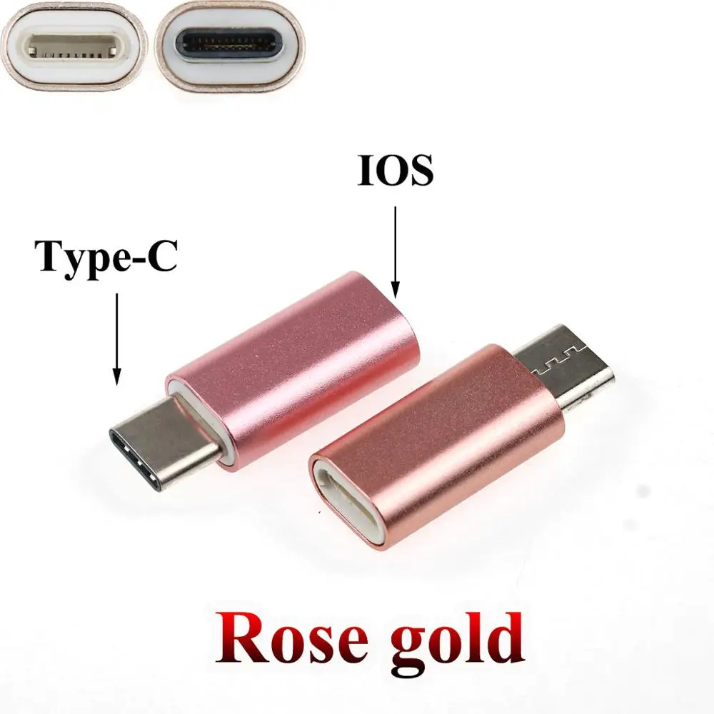 Юйси для iPhone Женский к type C Мужской адаптер к Micro USB кабель конвертер зарядки тип-c к ios Конвертер Разъем USB-C - Цвет: Rose gold