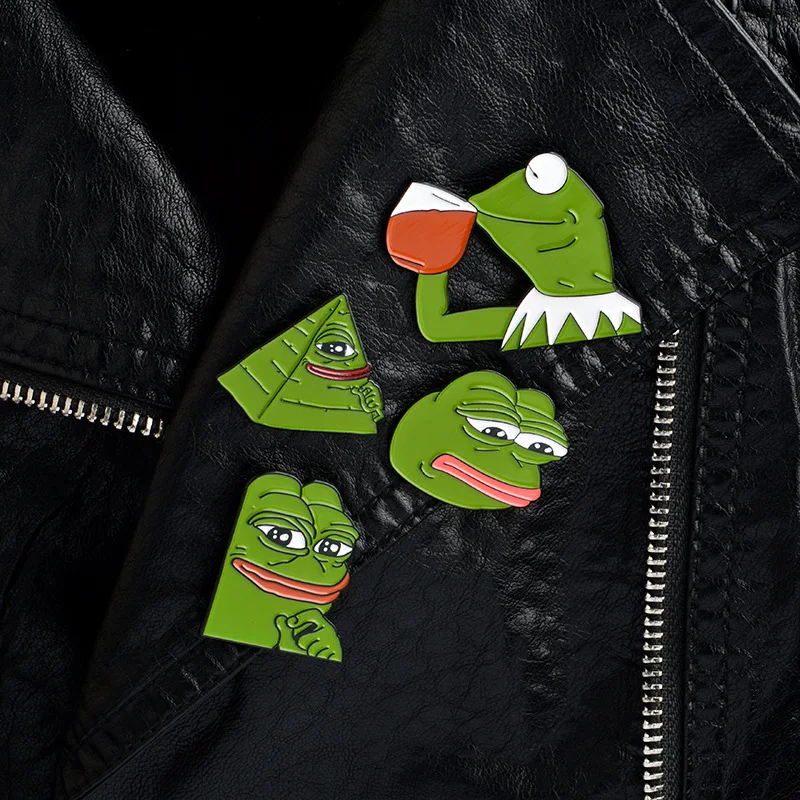 MINGQI 4 шт./компл. лягушка Pepe Sad Think Drink Забавные милые металлические эмалированные
