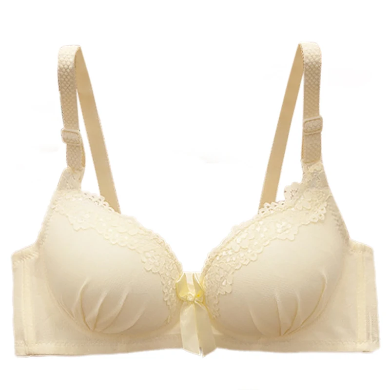 Бюстгальтер женский кружевной без косточек с цветочным рисунком и чашками пуш