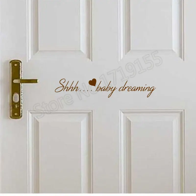 H624 Brown Shh Baby Sleeping цитаты наклейки на стену для дверь детской комнаты декор Детская Наклейка на стену спальня мальчика девочки домашний декор DIYSY338 - Цвет: H624 Brown