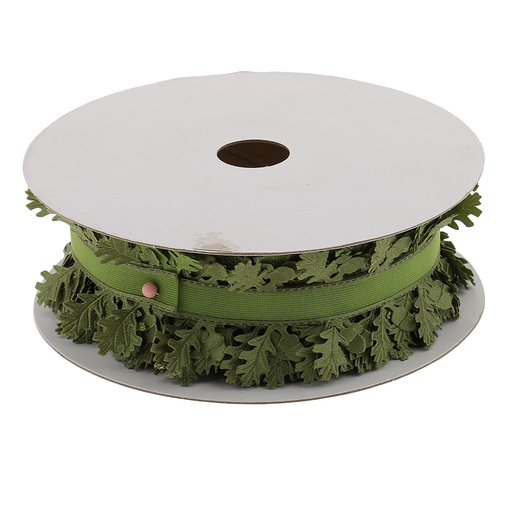 Apparel Sewing 20 Meter Wideth 20mm Green Leaf Leaves Lace Fabric Trims Embroidered for Wedding Dress DIY Craft Handmade Access | Дом и сад