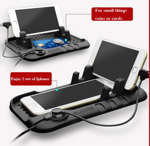 Силиконовый автомобильный держатель Подставка для зарядки нескользящий коврик