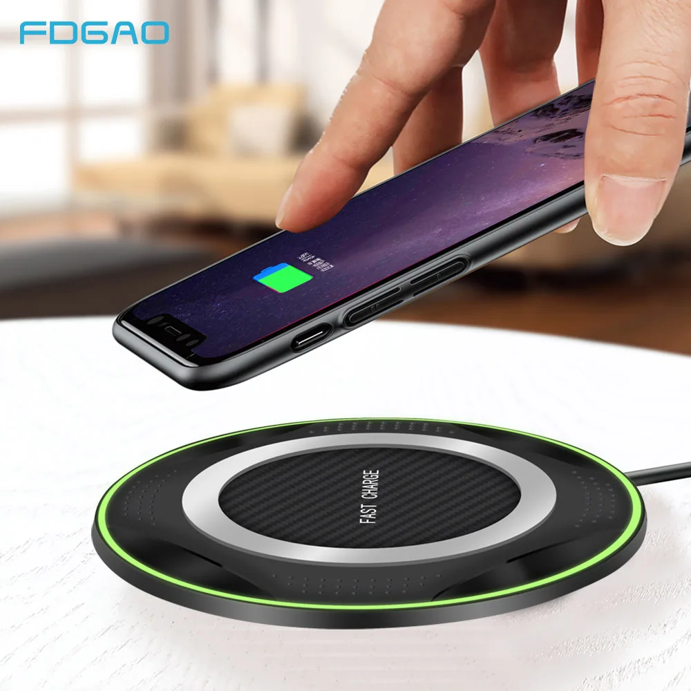 FDGAO быстрая Беспроводная зарядка Pad 10 Вт Qi Беспроводное зарядное устройство для
