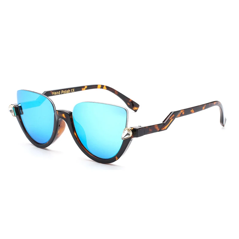 C5Blue Mirror Winla солнцезащитные очки полуоправы Модные Роскошные Алмазные Солнцезащитные очки женские летние стильные дизайнерские очки УФ-защита WL1039 - Цвет линз: C5Blue Mirror