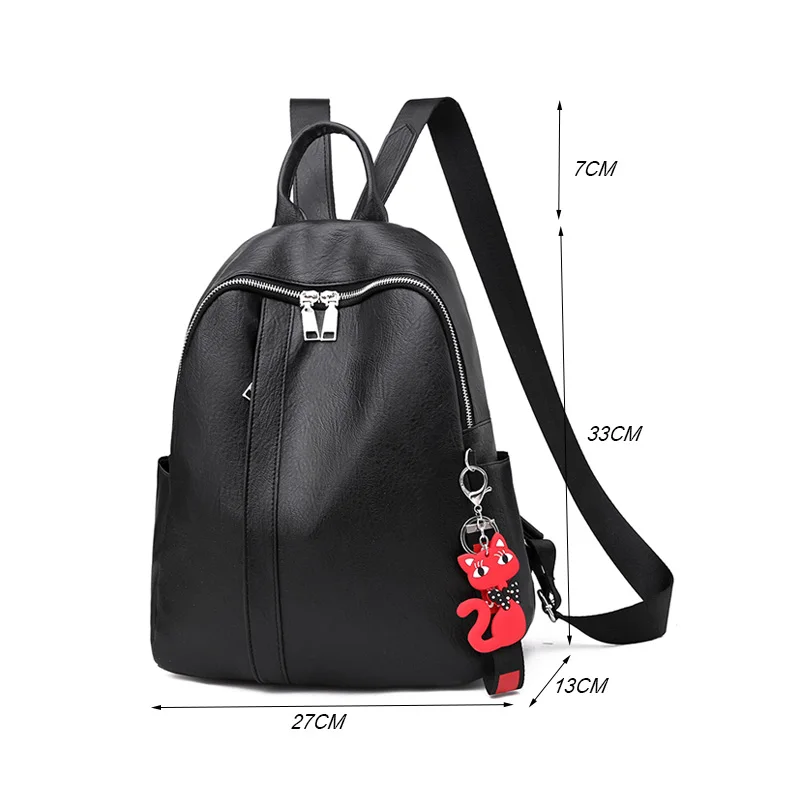 YOUNNE для женщин из искусственной кожи мягкий рюкзак большой ёмкость кошка кулон