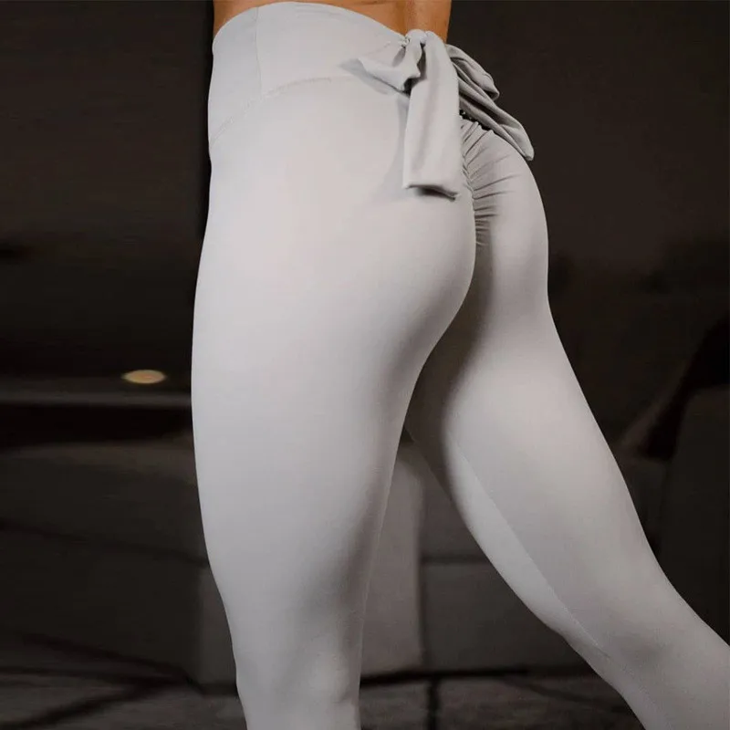 S-XL 6 цветов бантом повседневное Push Up Леггинсы для женщин Летние тренировки