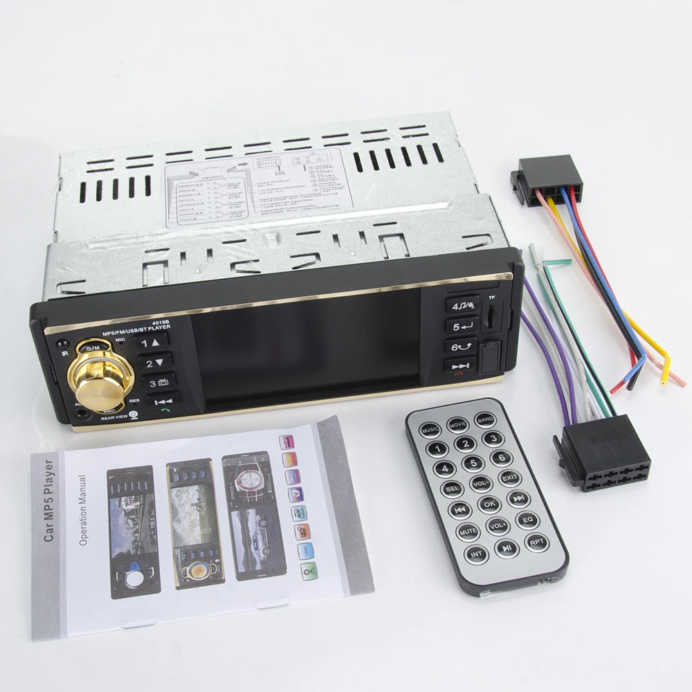 Автомагнитола Hippcron 1 Din 4 дюйма Bluetooth USB AUX FM с камерой заднего вида и пультом