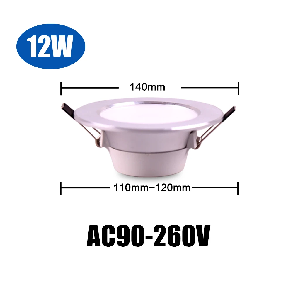 12W AC90-265V Светодиодный светильник, светодиодные потолочные лампы, 6 Вт, 10 Вт, 12 Вт, 15 Вт, светодиодный светильник, Lamparas, для спальни, кухни, внутреннего освещения, AC 110 В, 220 В, 230 В, 240 В - Испускаемый цвет: 12W AC90-265V