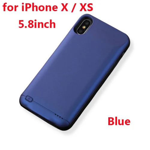 X XS Blue Чехол для зарядного устройства для iPhone X XS Max XR 6 6 s 7 8 3000/4000/5000mAh power Bank зарядный чехол для iPhone X XS 8 7 6 6 s Plus - Цвет: X XS Blue