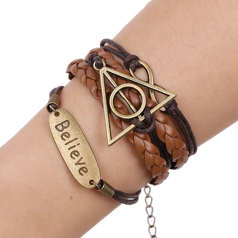 Кожаный браслет с монограммой мужские ювелирные изделия бронзовый верный круг в