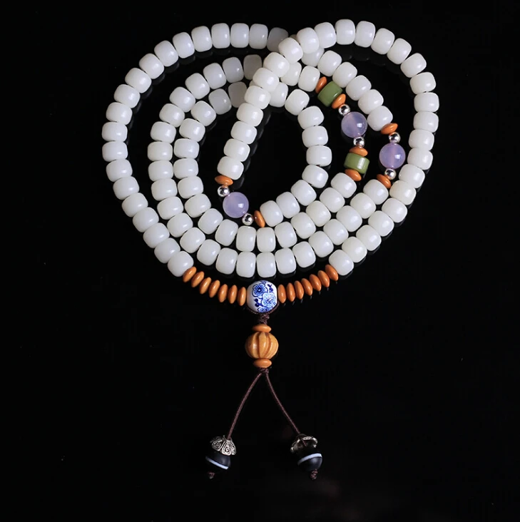 Тибетский оригинальный особый дизайн натуральный молочно-белый Bodhi 108 бусы Mala