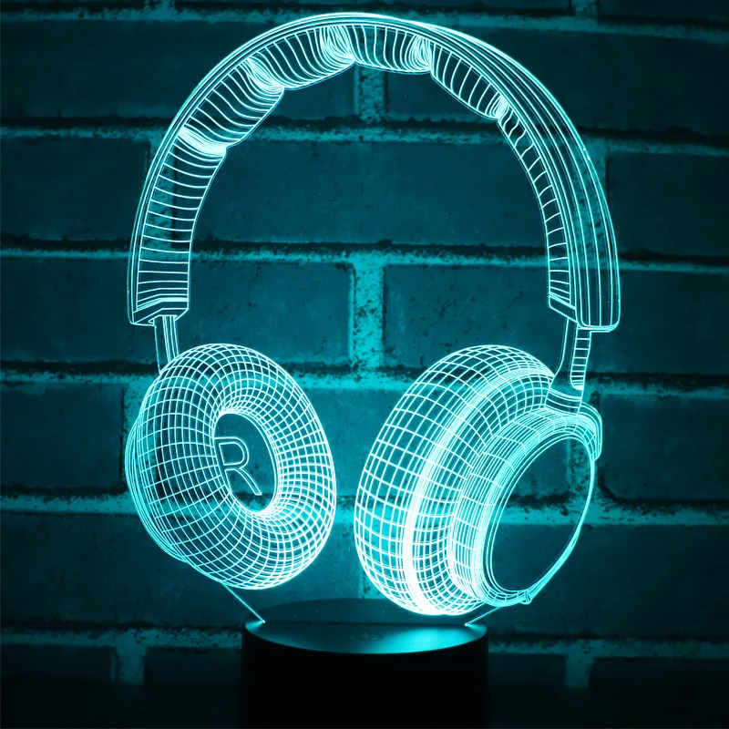 Светодиодный 3d-ночник музыка динамическая гарнитура с 7 цветов свет для