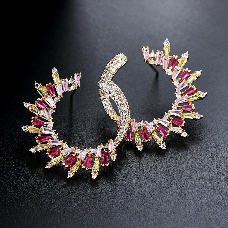 Дизайнерские серьги в виде оливковой ветки роскошные циркониевые