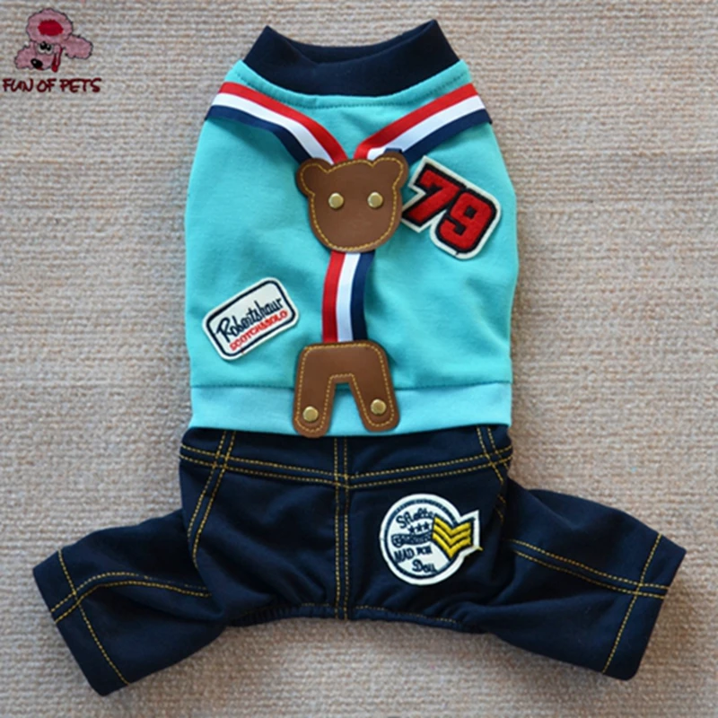 2017 новая одежда для собак осень/зима многоцветный милый медведь шаблон хлопок