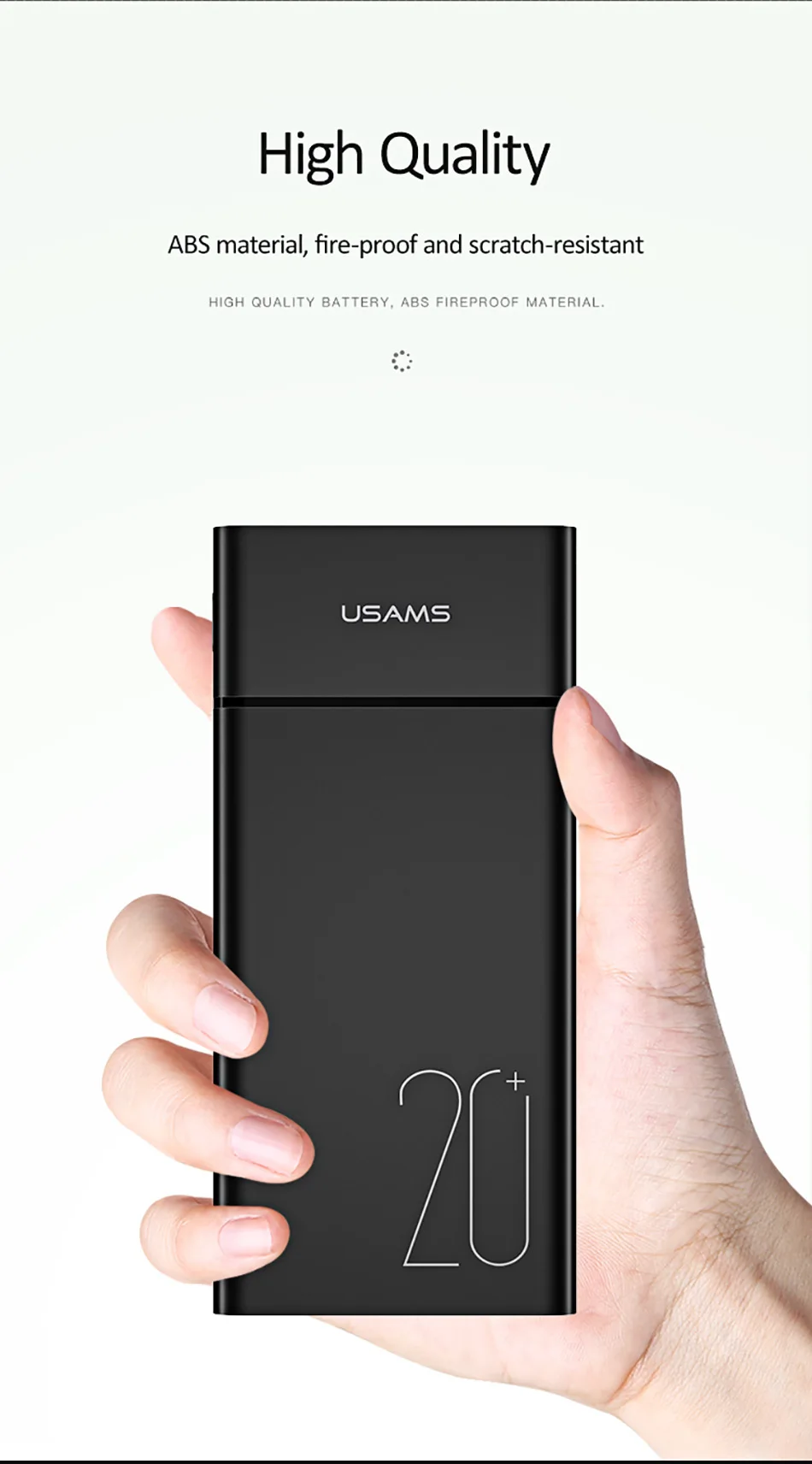 USAMS портативный внешний аккумулятор 20000 мА/ч с двумя портами USB Micro type c внешний аккумулятор тонкий повербанк внешний аккумулятор зарядное устройство для мобильного телефона