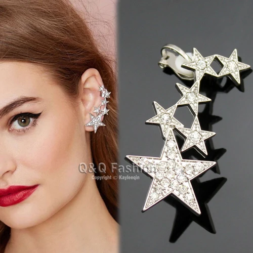 Блоггер Fav съемка звезда кристалл инкрустация уха Запонки шпилька обертывание