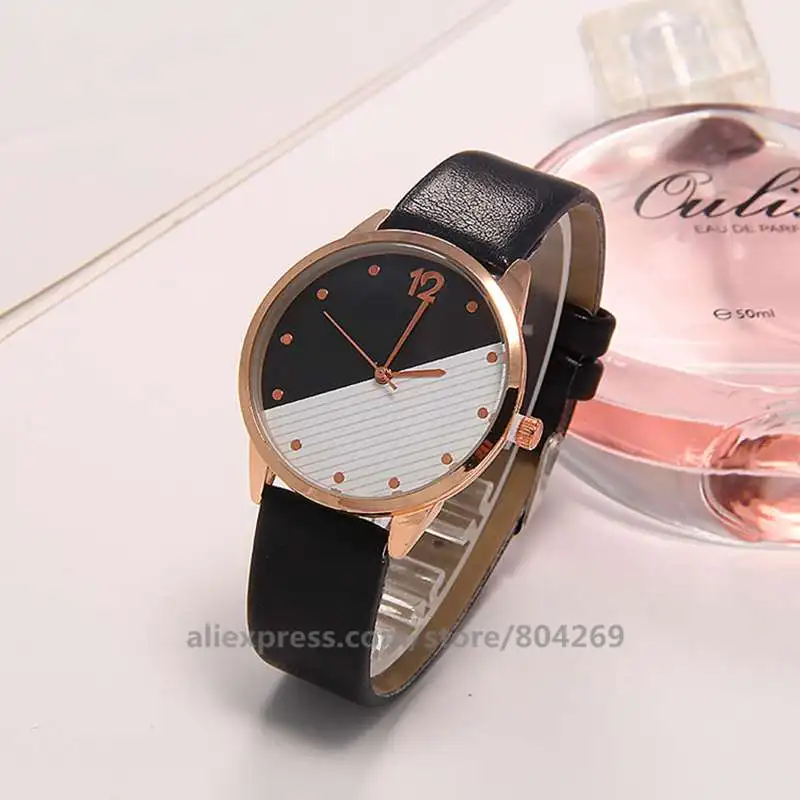 Popular New Hot 91988 Luxury Two Colors Watch Women Fashion Dress Wristwatches Women Quartz Leather Watches