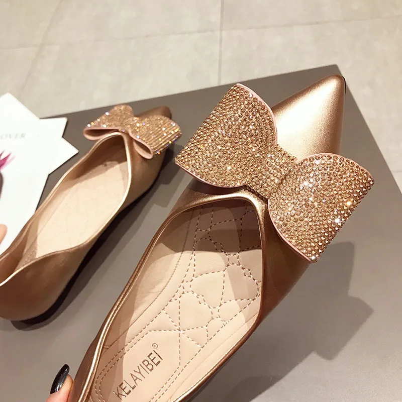 Золотые/Серебристые свадебные sapatos Женские Летние мокасины на плоской подошве с вырезами женская обувь заостренная мягкая Лоферы балерины