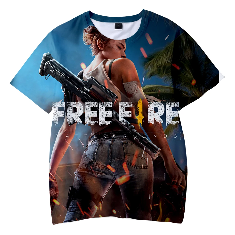 Популярные детские летние крутые футболки с 3D принтом Game Free Fire модные уличные