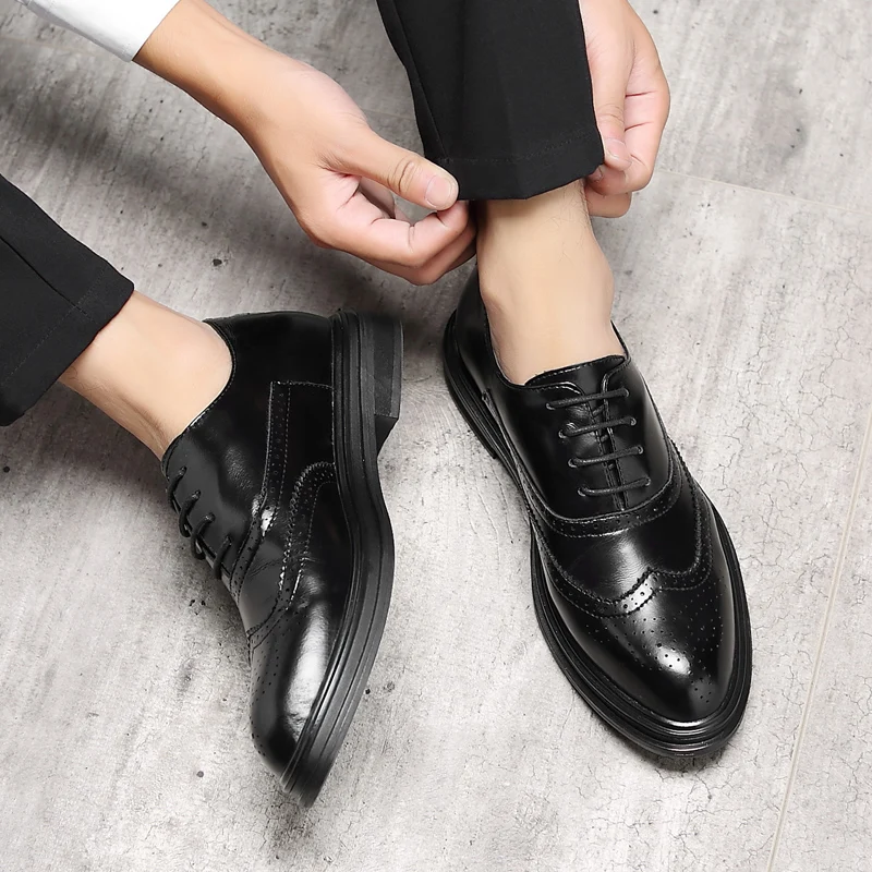 Vosonca 2019 New Men Shoes Lace-Up Fashion High Quality Brogue Leather Casual Flats | Обувь